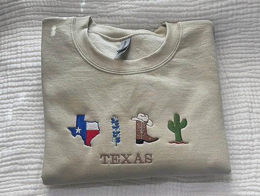 Texas state embroidered sweatshirt, Texas gift, Texas hoodie