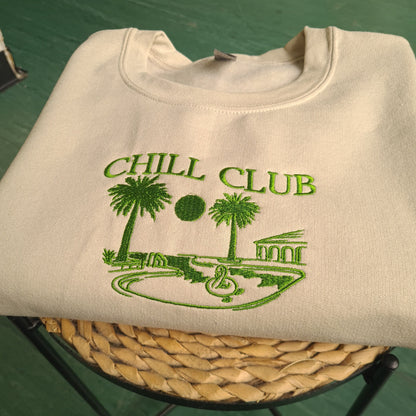 Embroidered Chill Club Crewneck, Vintage Sweatshirt, Vintage Crewneck, Embroidered College Sweatshirt, 90s Aesthetic Crewneck, Gift for her