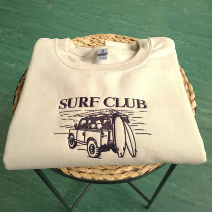 Embroidered Surf Club Crewneck, Vintage Surf Club Sweatshirt, Vintage Crewneck, Embroidered Vintage Sweatshirt, Surfing Sweatshirt