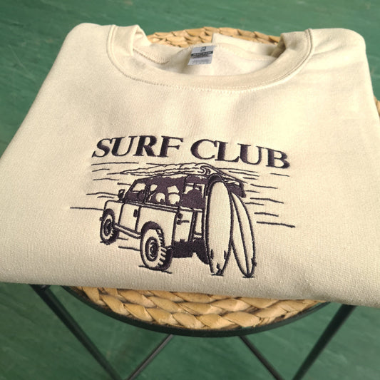 Embroidered Surf Club Crewneck, Vintage Surf Club Sweatshirt, Vintage Crewneck, Embroidered Vintage Sweatshirt, Surfing Sweatshirt