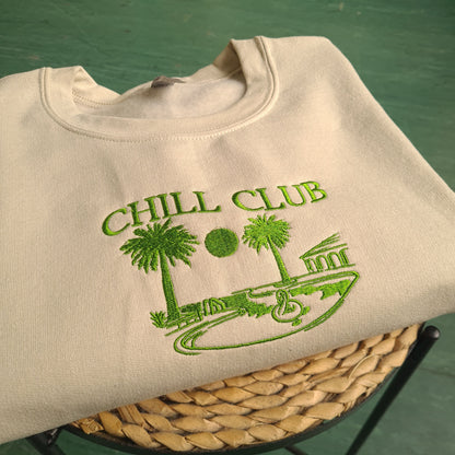 Embroidered Chill Club Crewneck, Vintage Sweatshirt, Vintage Crewneck, Embroidered College Sweatshirt, 90s Aesthetic Crewneck, Gift for her