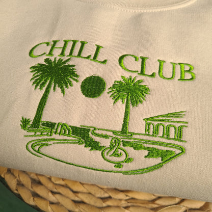 Embroidered Chill Club Crewneck, Vintage Sweatshirt, Vintage Crewneck, Embroidered College Sweatshirt, 90s Aesthetic Crewneck, Gift for her