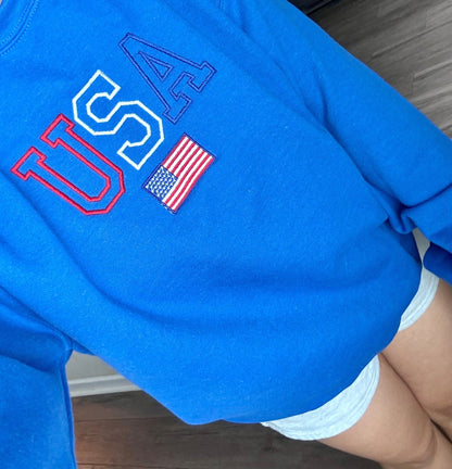 PATRIOTIC EMBROIDERED SWEATSHIRT Usa Sweatshirt July 4th Sweatshirt Embroidered Crewneck July 4th Crewneck Matching Sweatshirts Gift Cute