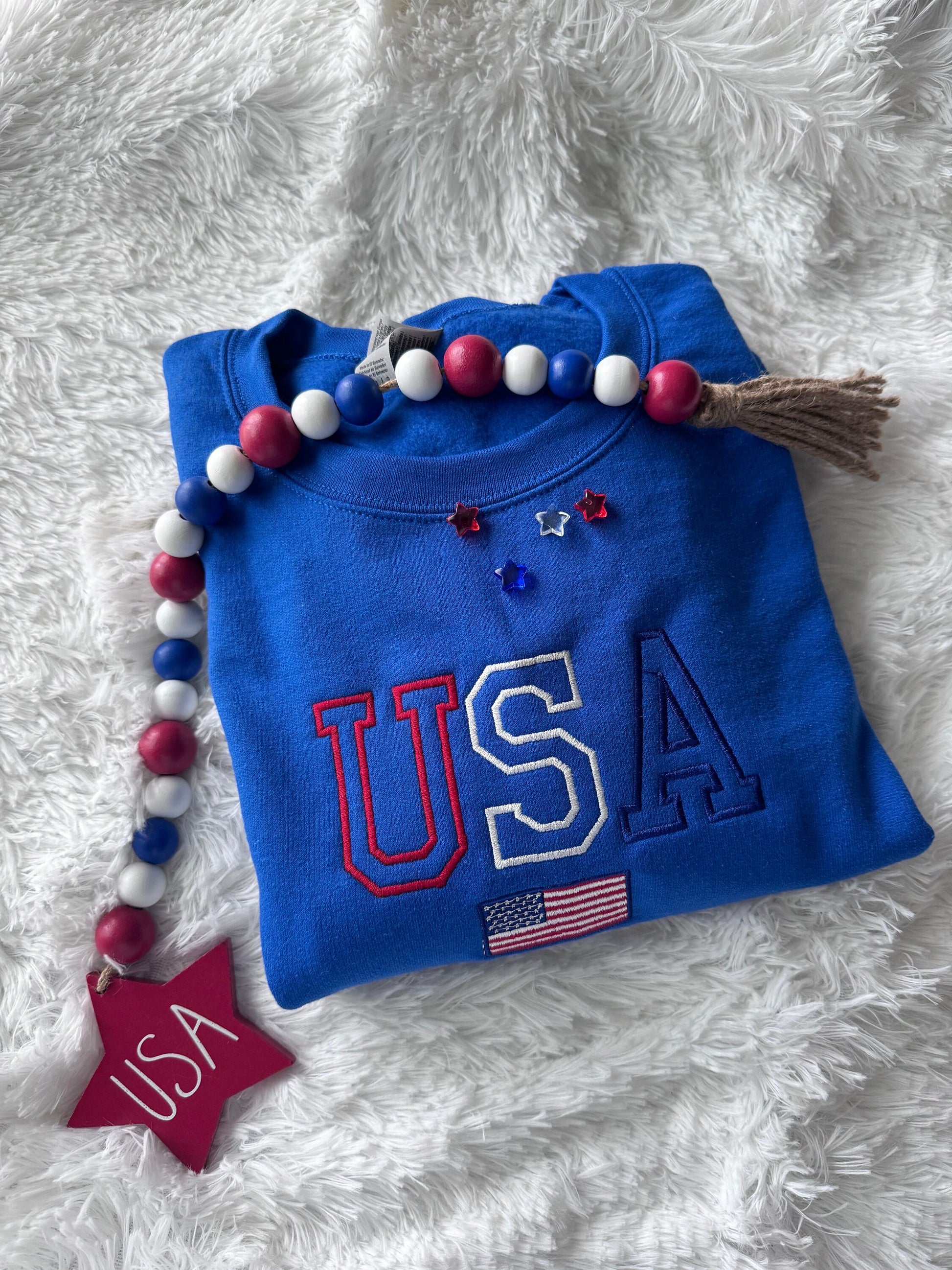 PATRIOTIC EMBROIDERED SWEATSHIRT Usa Sweatshirt July 4th Sweatshirt Embroidered Crewneck July 4th Crewneck Matching Sweatshirts Gift Cute