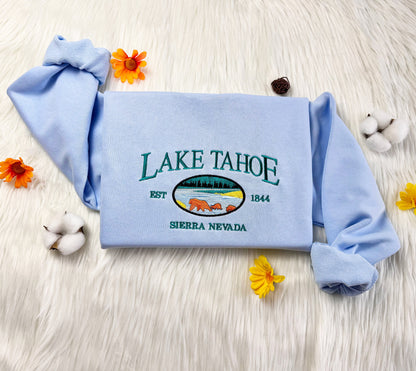 Lake Tahoe Embroidered Sweatshirt, National Park Embroidered Hoodie, Sierra Nevada Sweater, Unisex Crew Neck Sweatshirt, Unisex T-shirt