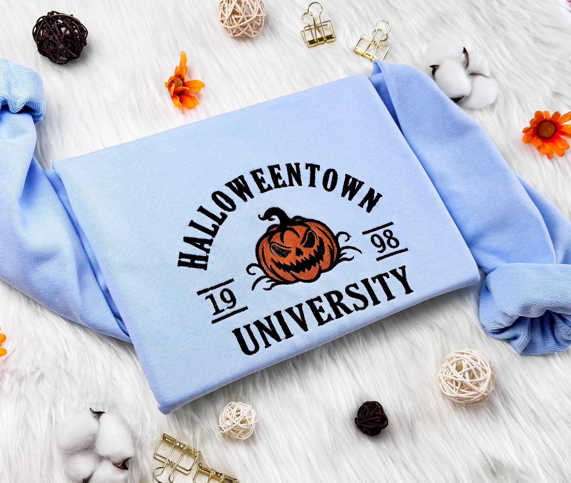 Halloweentown Est 1998 Embroidered Sweatshirt, Embroidered Halloweentown University Sweatshirt, Retro Halloween Hoodie, Unisex T-shirt