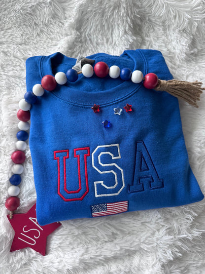 PATRIOTIC EMBROIDERED SWEATSHIRT Usa Sweatshirt July 4th Sweatshirt Embroidered Crewneck July 4th Crewneck Matching Sweatshirts Gift Cute