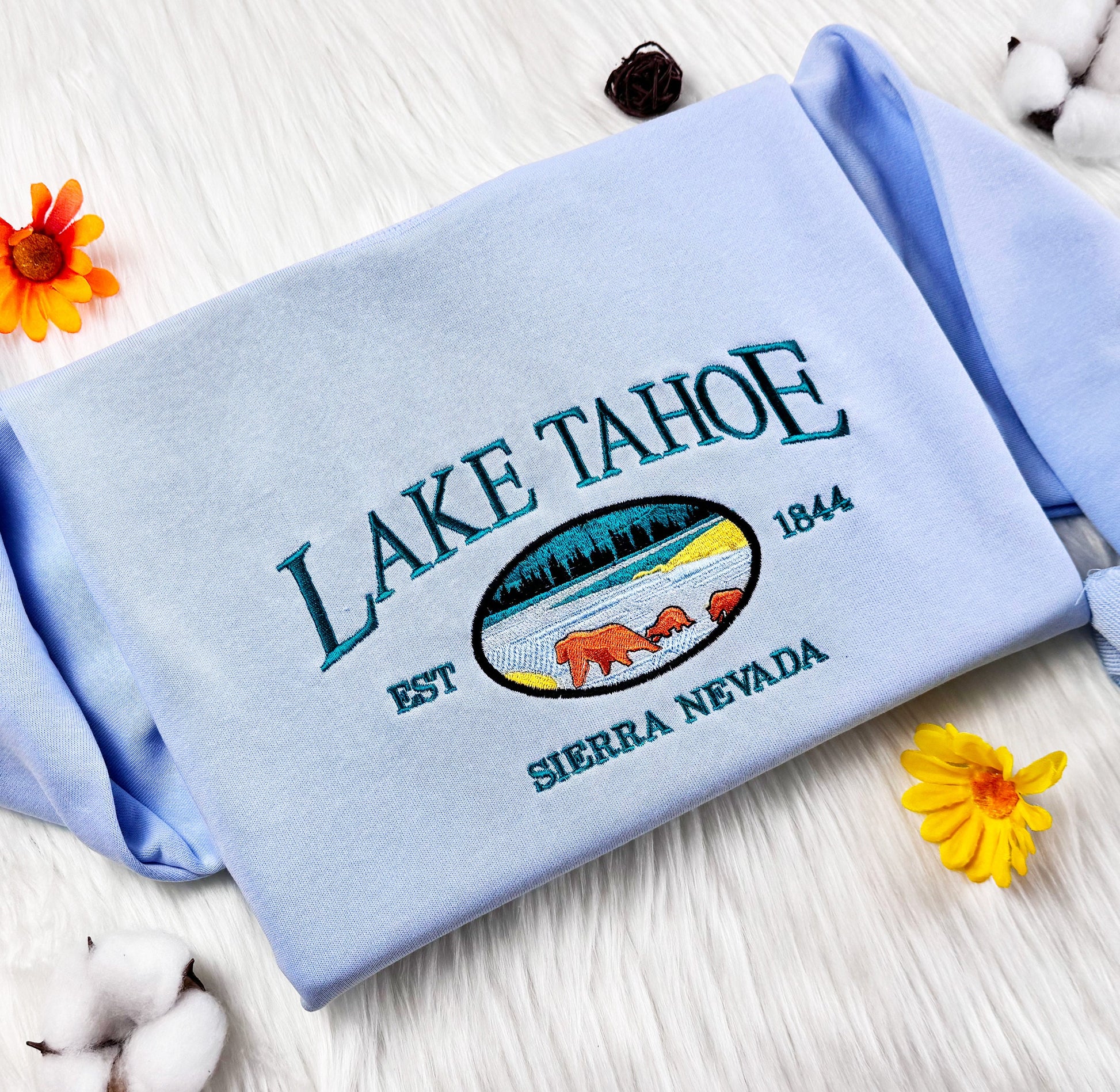 Lake Tahoe Embroidered Sweatshirt, National Park Embroidered Hoodie, Sierra Nevada Sweater, Unisex Crew Neck Sweatshirt, Unisex T-shirt