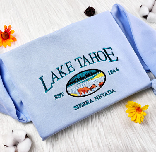 Lake Tahoe Embroidered Sweatshirt, National Park Embroidered Hoodie, Sierra Nevada Sweater, Unisex Crew Neck Sweatshirt, Unisex T-shirt