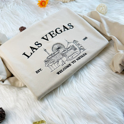 Embroidered Las Vegas Sweatshirt, Nevada Embroidered Hoodie, Souvenir Sweatshirt,Unisex Sweatshirt For Man and Women,Travel Gift