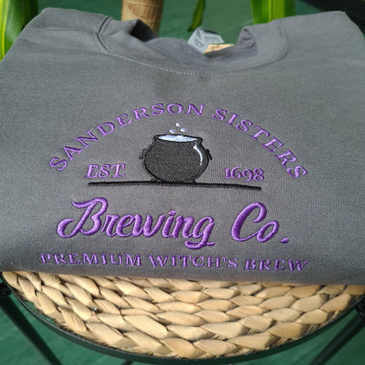 Sanderson Sisters Embroidered Sweatshirt, Brewing Co Halloween Crewneck, Vintage Halloween Sweatshirt, Witch Sweatshirt, Trendy Sweatshirt