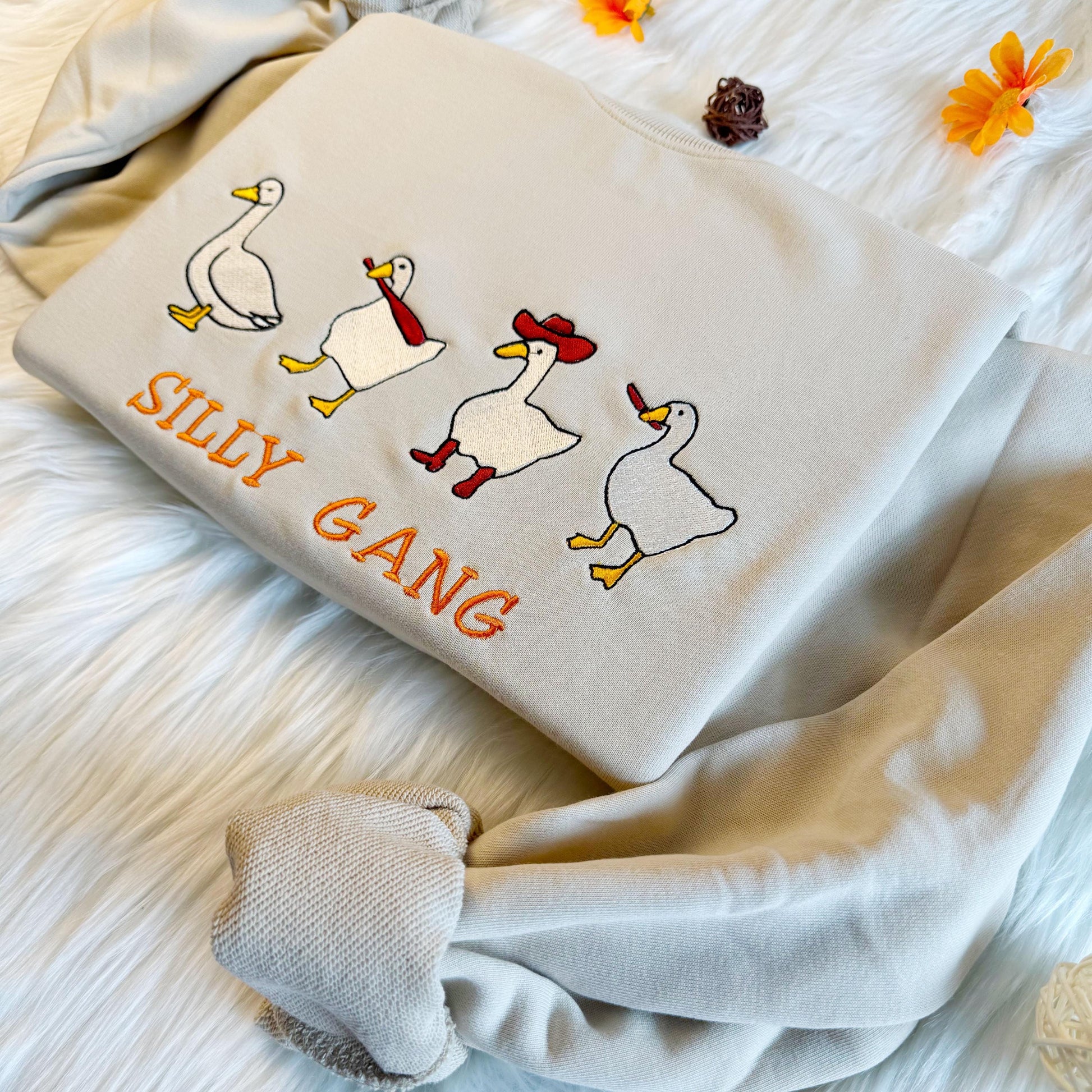 Embroidered Silly Goose Gang Sweatshirt, Funny Embroidered Hoodie, Silly Goose Sweatshirt,Unisex Sweatshirt For Man and Women