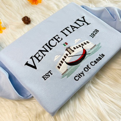 Venice Italy Embroidered Sweatshirt, Italy Travel Embroidered Hoodie, Souvenir Sweatshirt,Unisex Sweatshirt For Man and Women,Travel Gift