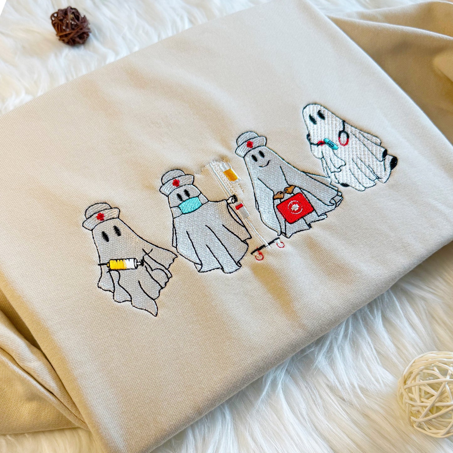 Embroidered Ghost Doctor Sweatshirt, Halloween Nurse and Doctor Embroidered Sweatshirt, Cows in Sheets Sweatshirt,Unisex T-shirt, Sweatshirt