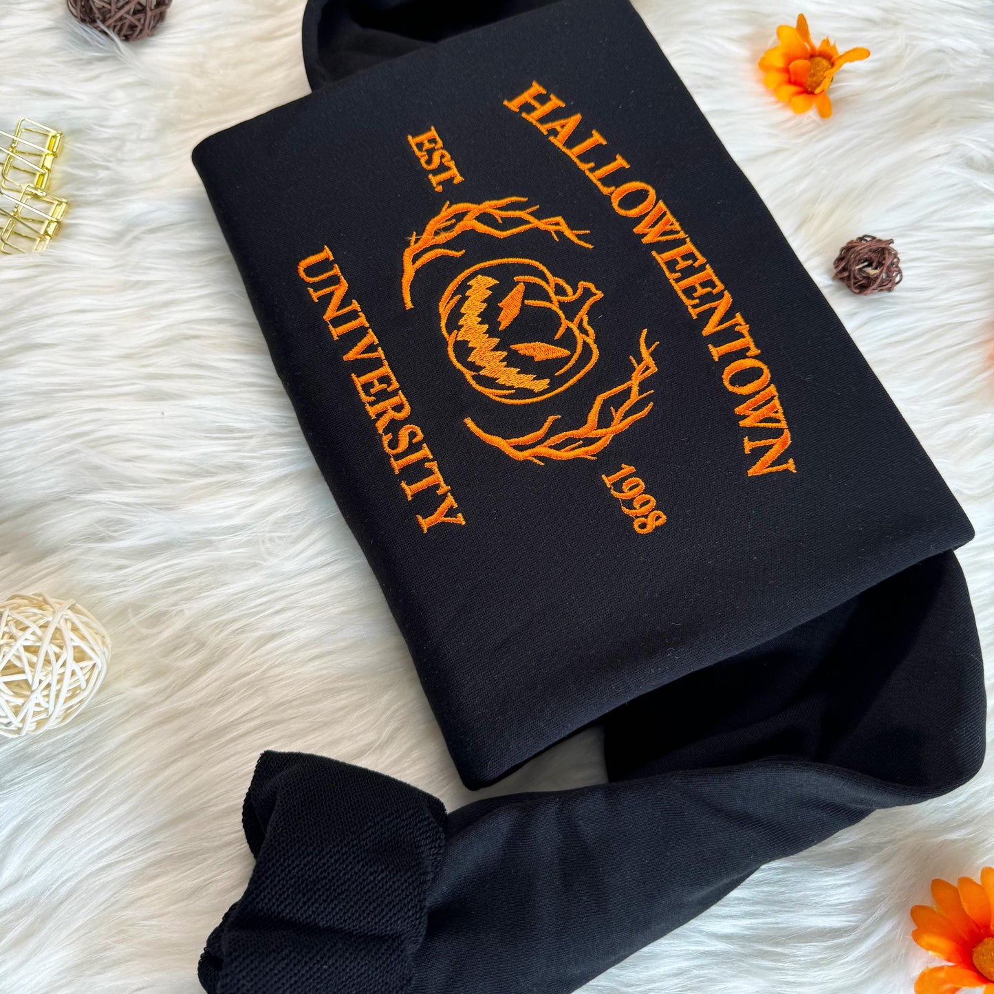 Halloweentwon Embroidered Sweatshirt, Embroidered Halloweentown Sweatshirt, Oversized Crew Neck Sweatshirt or Hoodie, Unisex T-shirt