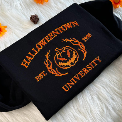 Halloweentwon Embroidered Sweatshirt, Embroidered Halloweentown Sweatshirt, Oversized Crew Neck Sweatshirt or Hoodie, Unisex T-shirt