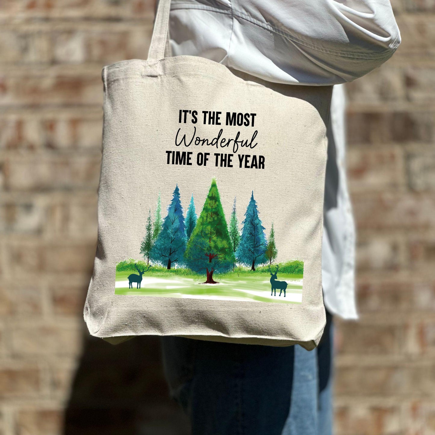 Christmas The Most Wonderful Time Tote Bag, Christmas Tote Bag, Holiday Bag, Christmas Gift Bag, Vacation Tote Bag, Christmas Gift Tote Bag