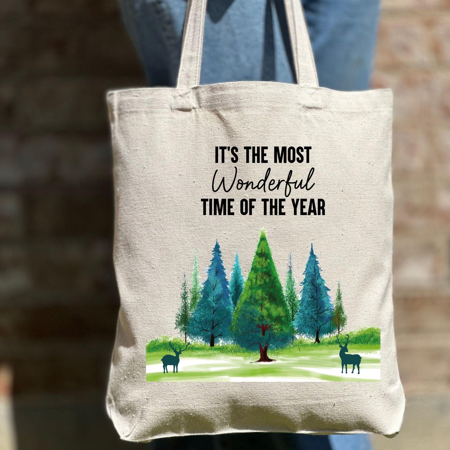 Christmas The Most Wonderful Time Tote Bag, Christmas Tote Bag, Holiday Bag, Christmas Gift Bag, Vacation Tote Bag, Christmas Gift Tote Bag