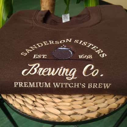 Sanderson Sisters Embroidered Sweatshirt, Brewing Co Halloween Crewneck, Vintage Halloween Sweatshirt, Witch Sweatshirt, Trendy Sweatshirt