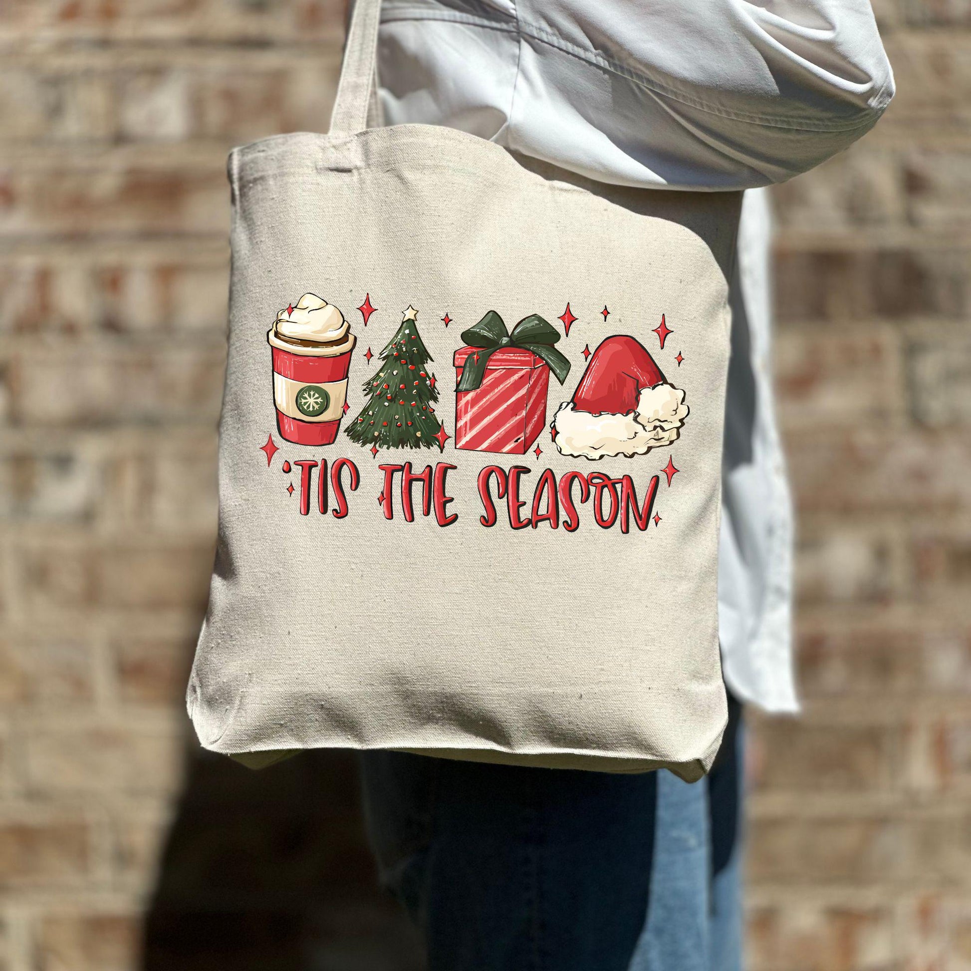 Christmas Tis The Season Tote Bag, Christmas Cute Tote Bag, Holiday Bag, Christmas Gift Bag, Vacation Tote Bag, Christmas Gift Tote Bag