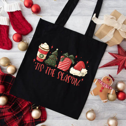 Christmas Tis The Season Tote Bag, Christmas Cute Tote Bag, Holiday Bag, Christmas Gift Bag, Vacation Tote Bag, Christmas Gift Tote Bag