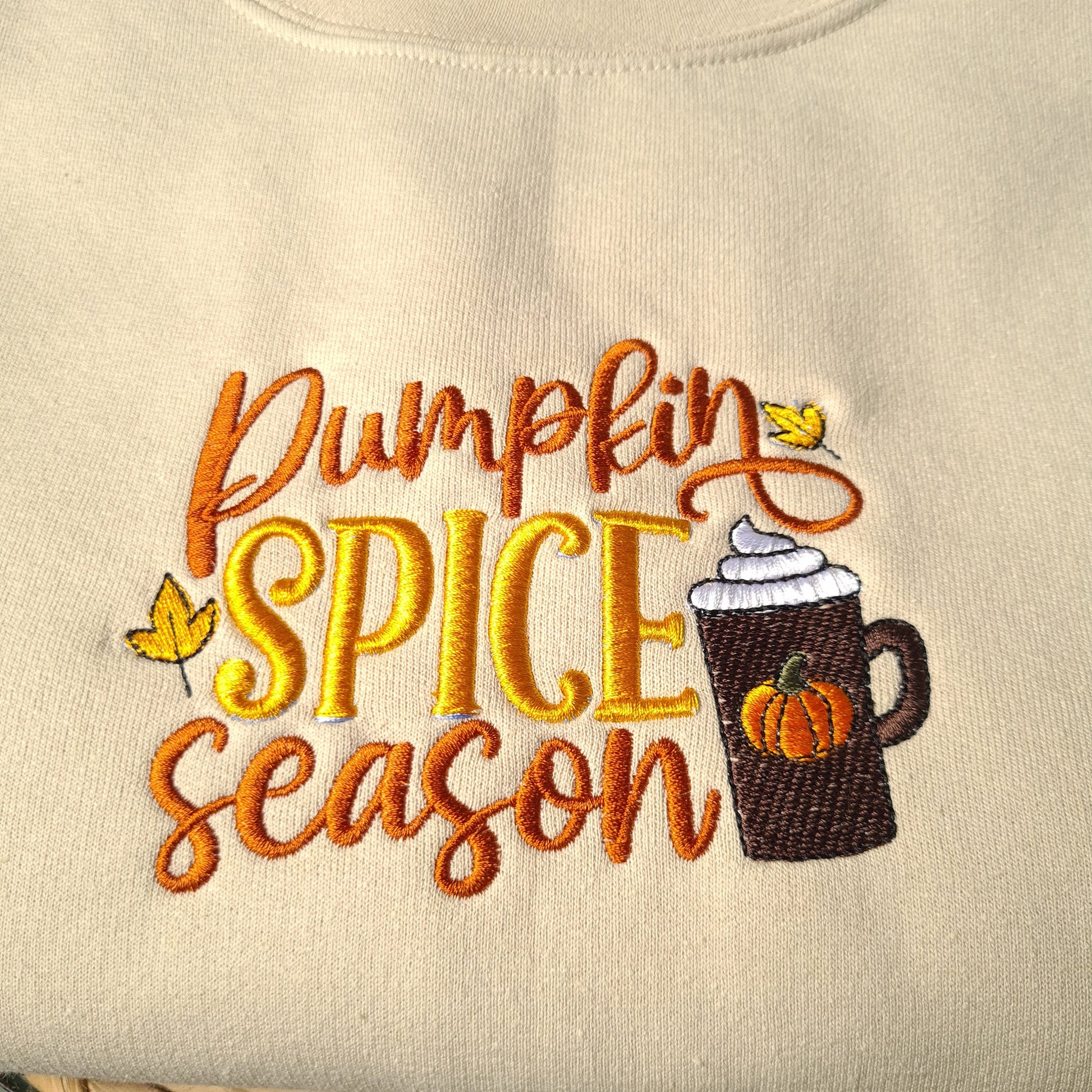 Pumpkin Spice Season Embroidered Sweatshirt, Fall Sweatshirt, Coffee Lover Crewneck, Trendy Hoodie, Autumn Jumper, Pumpkin Spice Jumper