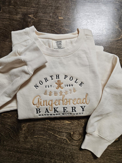 Christmas GINGERBREAD BAKERY crewneck sweatshirts, holiday sweater, christmas sweater, embroidered sweatshirt, gingerbread, Santa, gift