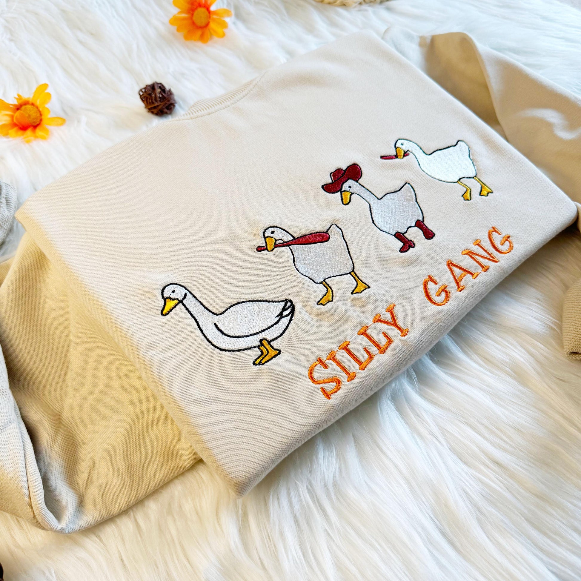 Embroidered Silly Goose Gang Sweatshirt, Funny Embroidered Hoodie, Silly Goose Sweatshirt,Unisex Sweatshirt For Man and Women