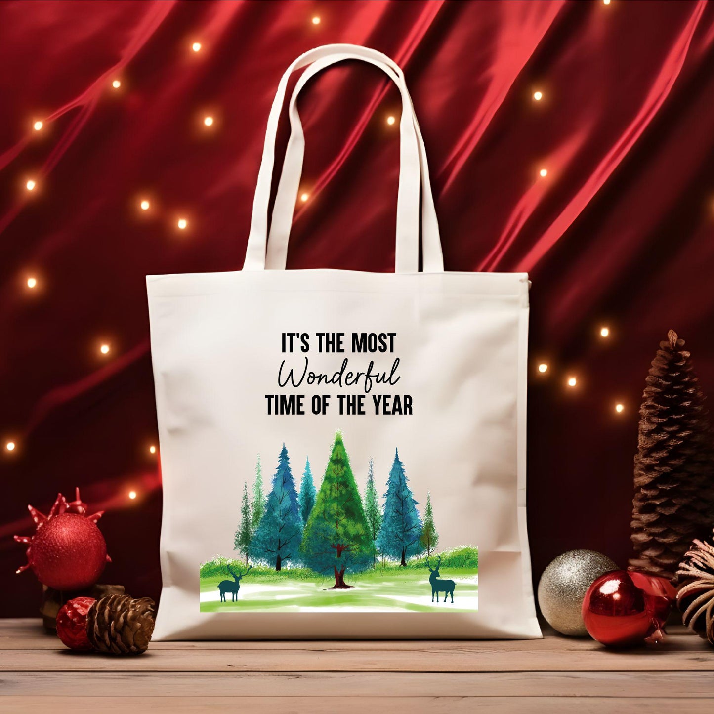 Christmas The Most Wonderful Time Tote Bag, Christmas Tote Bag, Holiday Bag, Christmas Gift Bag, Vacation Tote Bag, Christmas Gift Tote Bag