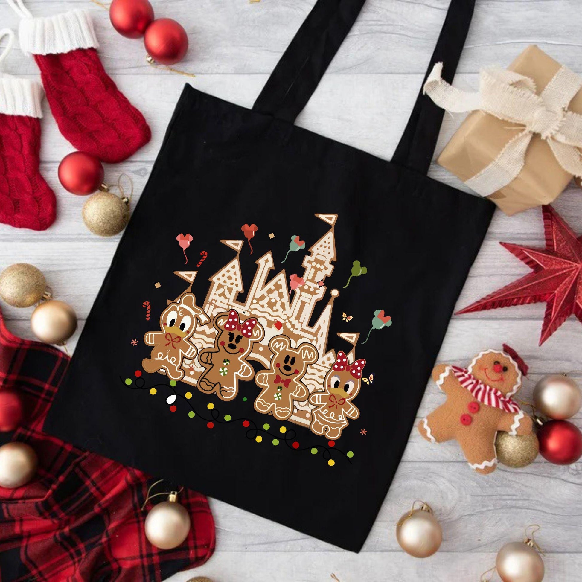 Friends Christmas tote bag,  Gingerbread tote bag,  and  Christmas tote bag, Christmas gift tote bag