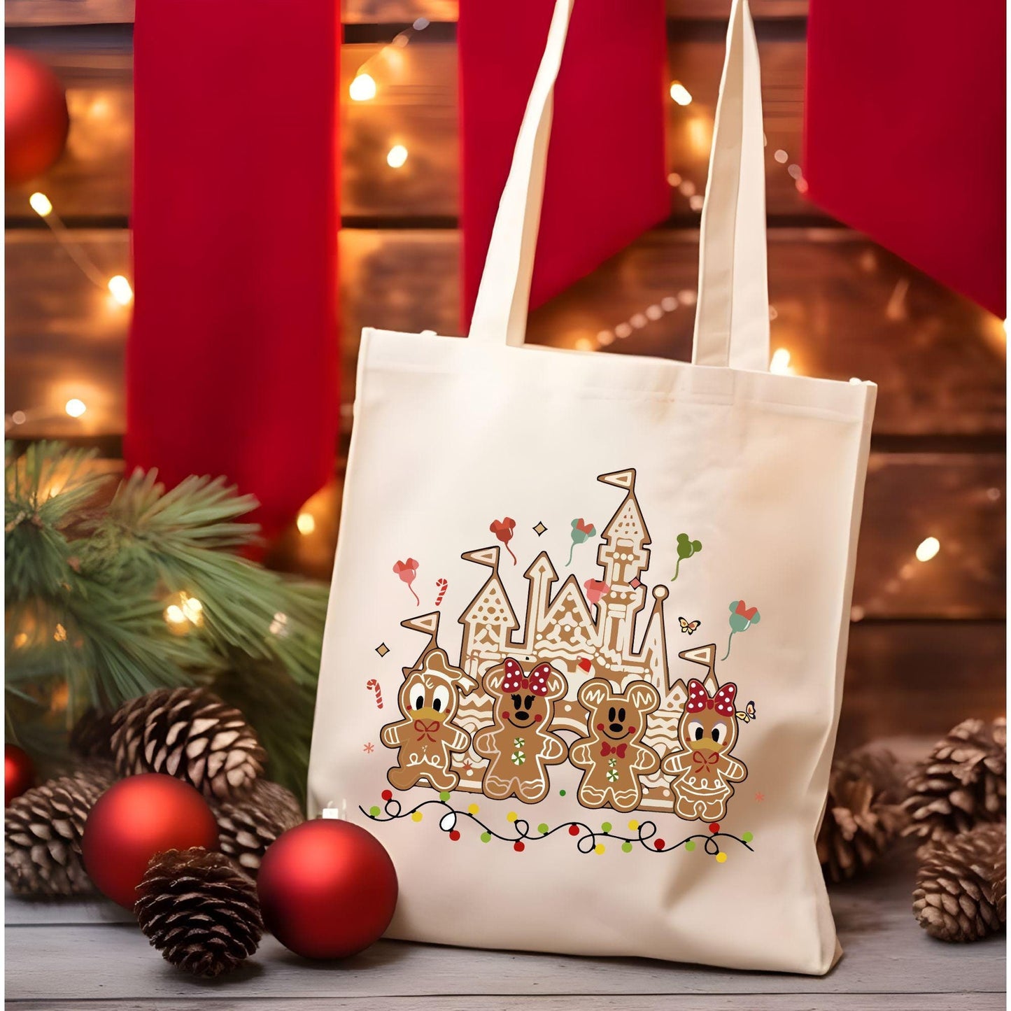 Friends Christmas tote bag,  Gingerbread tote bag,  and  Christmas tote bag, Christmas gift tote bag