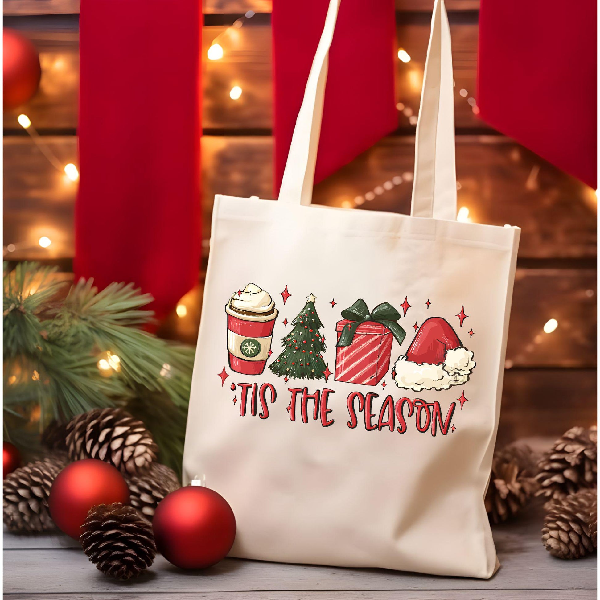 Christmas Tis The Season Tote Bag, Christmas Cute Tote Bag, Holiday Bag, Christmas Gift Bag, Vacation Tote Bag, Christmas Gift Tote Bag