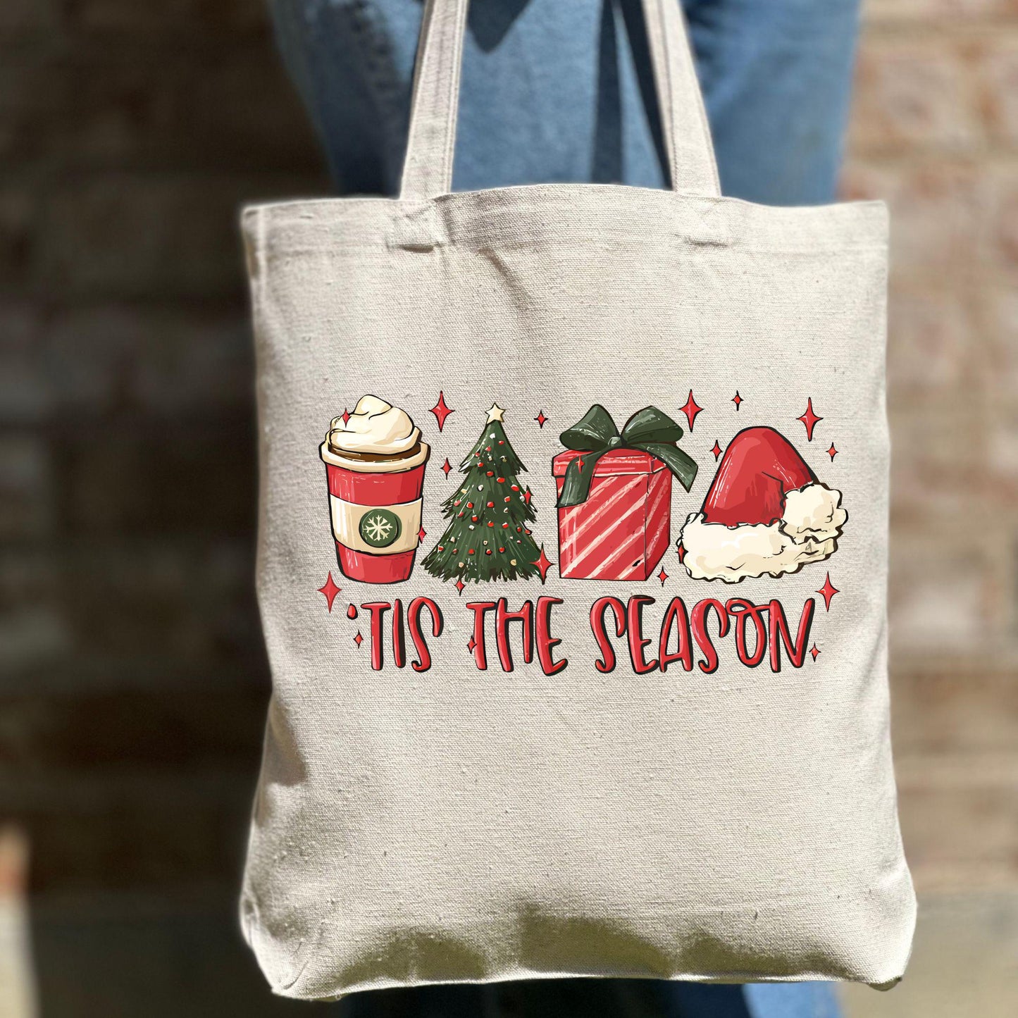 Christmas Tis The Season Tote Bag, Christmas Cute Tote Bag, Holiday Bag, Christmas Gift Bag, Vacation Tote Bag, Christmas Gift Tote Bag