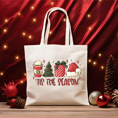 Christmas Tis The Season Tote Bag, Christmas Cute Tote Bag, Holiday Bag, Christmas Gift Bag, Vacation Tote Bag, Christmas Gift Tote Bag