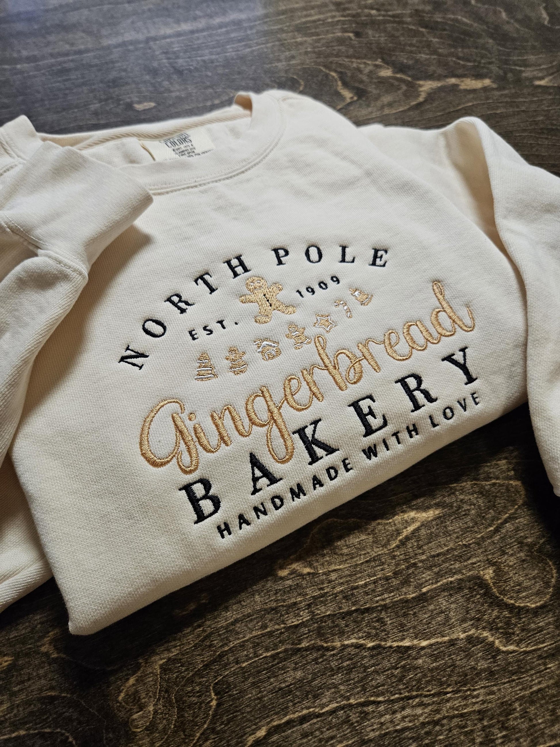 Christmas GINGERBREAD BAKERY crewneck sweatshirts, holiday sweater, christmas sweater, embroidered sweatshirt, gingerbread, Santa, gift