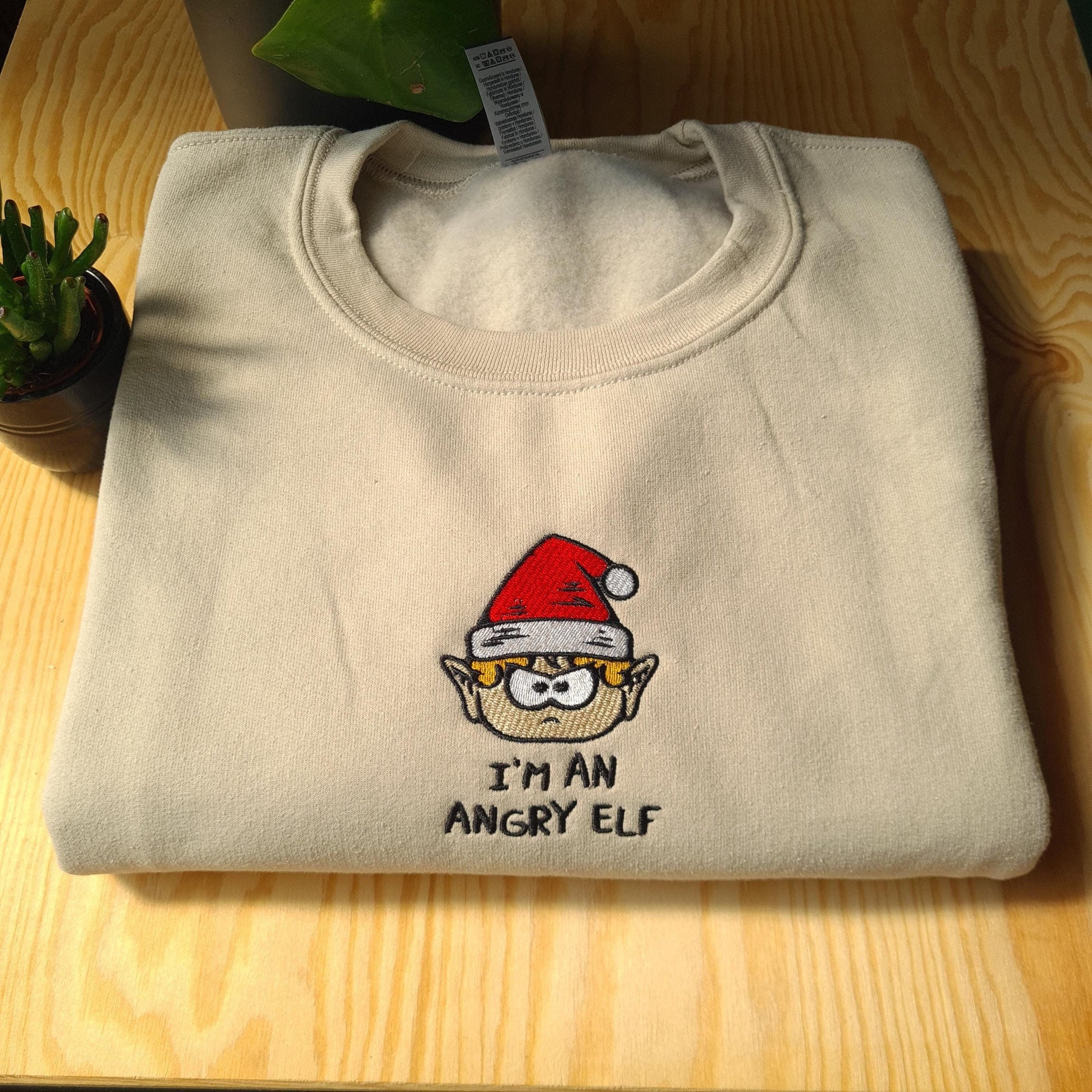 Funny Christmas Sweatshirt, Embroidered Christmas Sweatshirt, I'm an Angry Elf Sweatshirt, Funny Christmas Jumper, Gift For Christmas