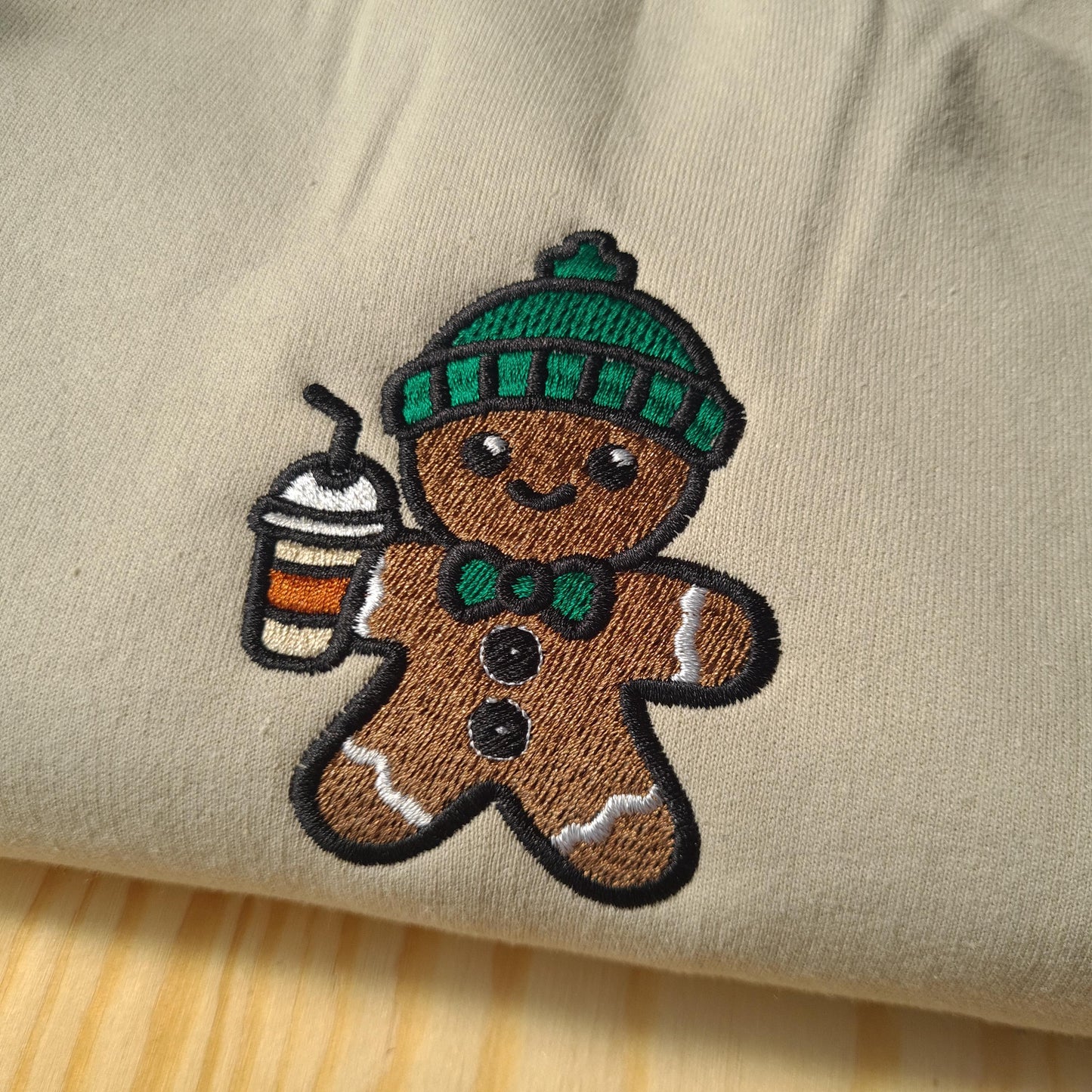 Christmas Gingerbread Man Embroidered Sweatshirt, Christmas Jumper, Gingerbread Man Sweatshirt, Gifts For Christmas, Coffee Lover Christmas