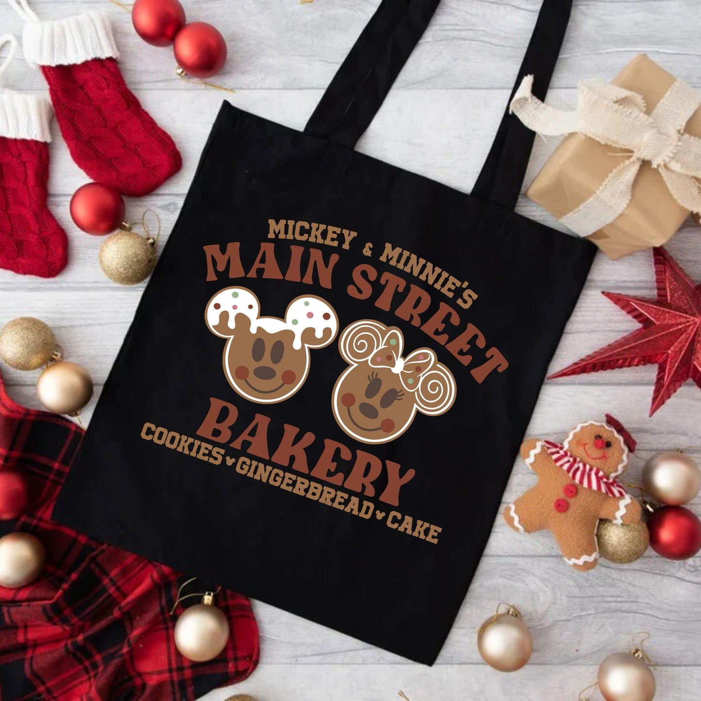 Main Street Christmas tote bag, Gingerbread tote bag,  and  Christmas tote bag,Christmas gift bag