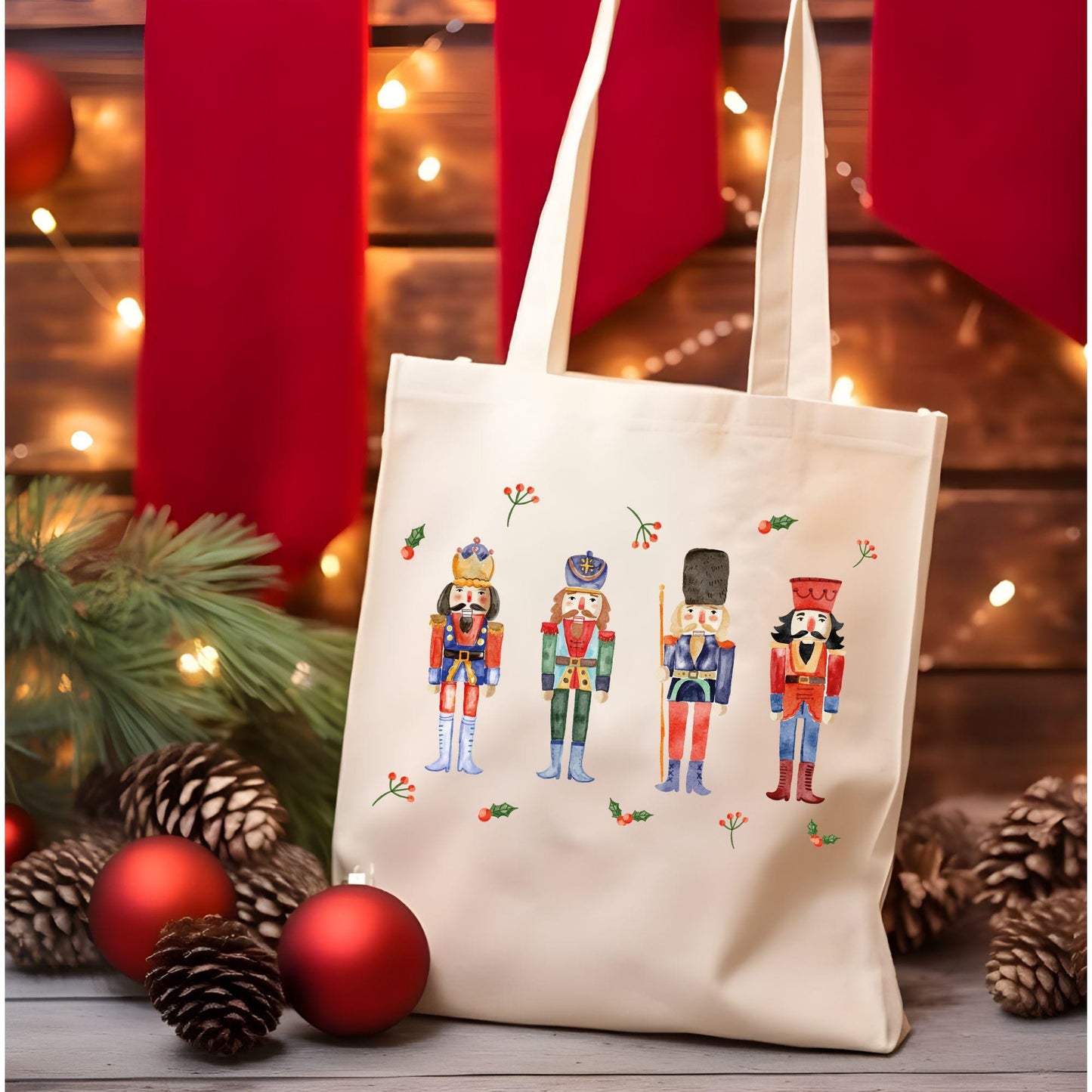 Christmas Nutcracker Tote Bag, Christmas Cute Tote Bag, Holiday Bag, Christmas Gift Bag, Vacation Tote Bag, Christmas Gift Tote Bag