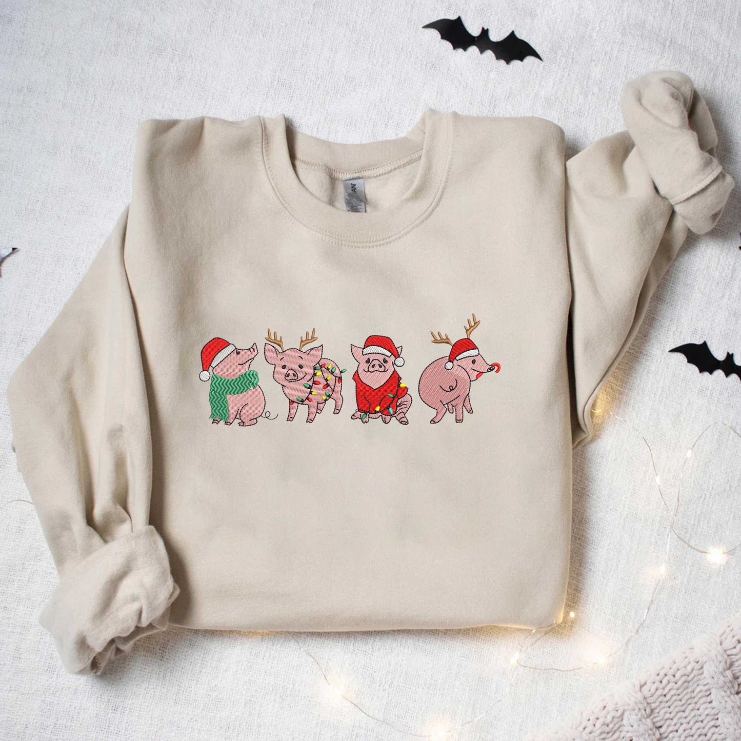 Merry Pigmas Sweatshirt Christmas Embroidered Sweatshirt Christmas Pig Sweater Christmas Pig Sweatshirt Pig Lover Gift Funny Farmer Sweater