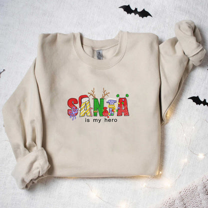 Retro Santa Christmas Sweatshirt, Christmas Santa Sweatshirt, Christmas Embroidered Sweatshirt, Santa Sweatshirt, Women Gift for Christmas