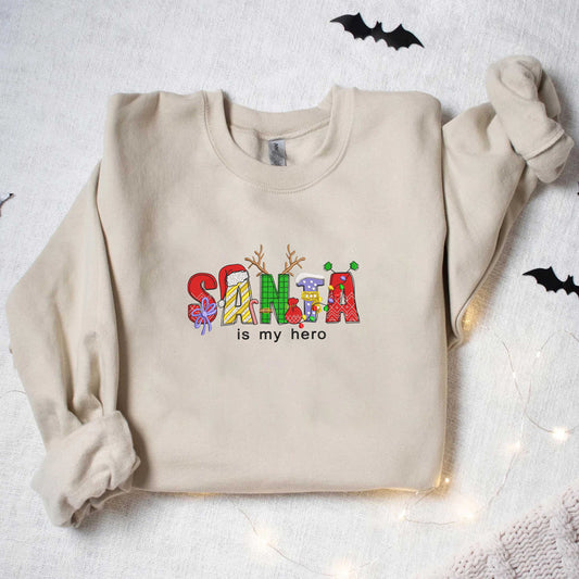 Retro Santa Christmas Sweatshirt, Christmas Santa Sweatshirt, Christmas Embroidered Sweatshirt, Santa Sweatshirt, Women Gift for Christmas