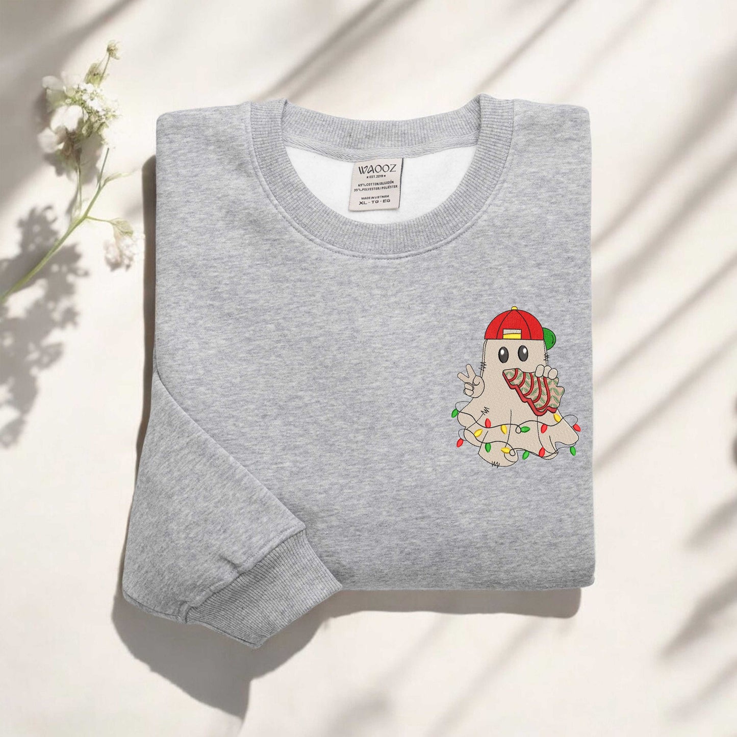 Embroidered Ghost Santa Sweatshirt Christmas Ghosts Sweatshirt Retro Ghost Santa Sweatshirt Christmas Sweatshirt Christmas Gift