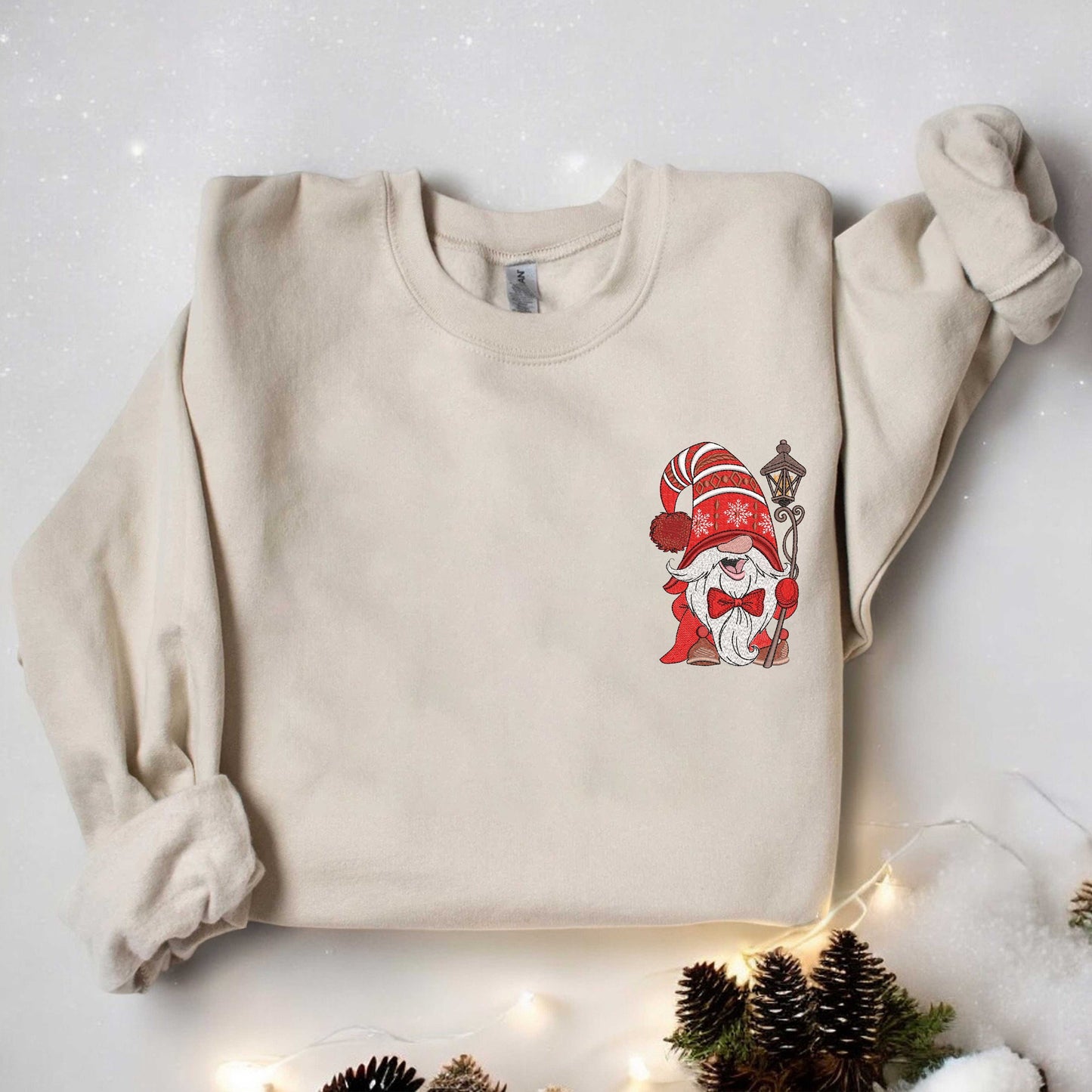 Embroidered ChristmasGnomes Sweatshirt, Merry Christmas Sweatshirt, Buffalo Plaid Gnomes Sweatshirt Cute Gnomes Sweatshirt, Christmas Gift