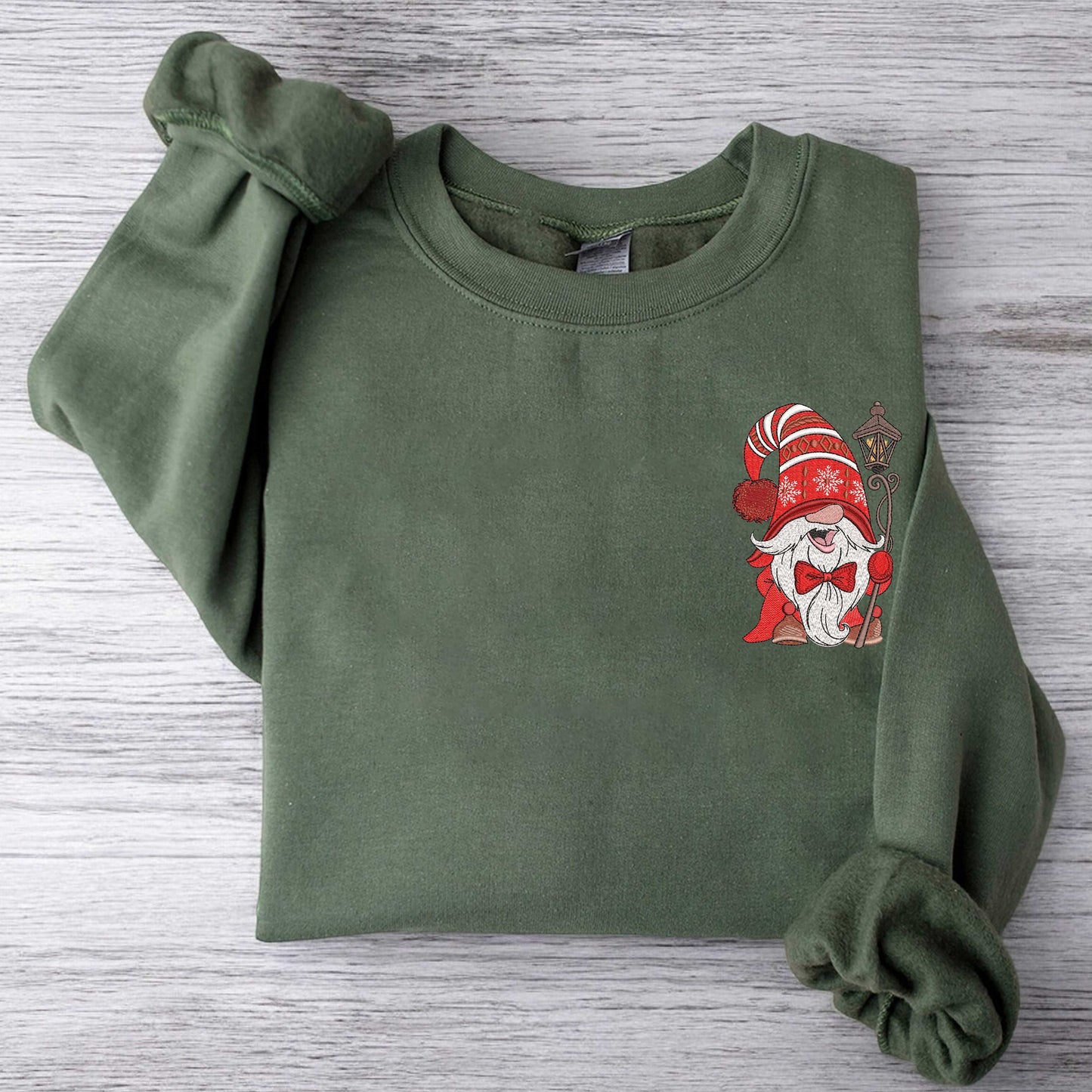 Embroidered ChristmasGnomes Sweatshirt, Merry Christmas Sweatshirt, Buffalo Plaid Gnomes Sweatshirt Cute Gnomes Sweatshirt, Christmas Gift