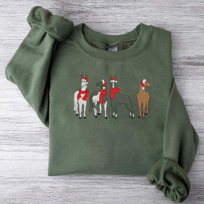 Embroidered Horse Christmas Sweatshirt Christmas Embroidered Sweatshirt Christmas Horse Sweatshirt Horse Lover Gift Holiday Sweatshirt