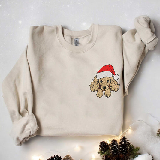 Christmas Dog Embroidered Sweatshirt Poodle Dog Sweatshirt Christmas Embroidered Sweatshirt Poodle Embroidered Sweatshirt Christmas Poodle