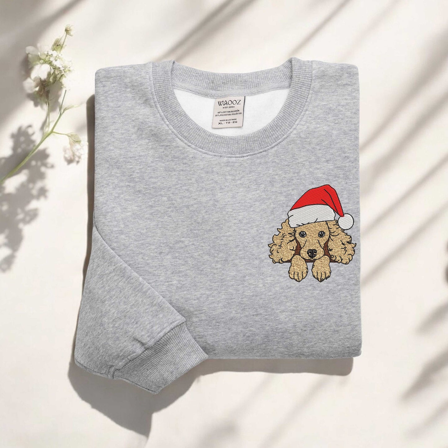 Christmas Dog Embroidered Sweatshirt Poodle Dog Sweatshirt Christmas Embroidered Sweatshirt Poodle Embroidered Sweatshirt Christmas Poodle