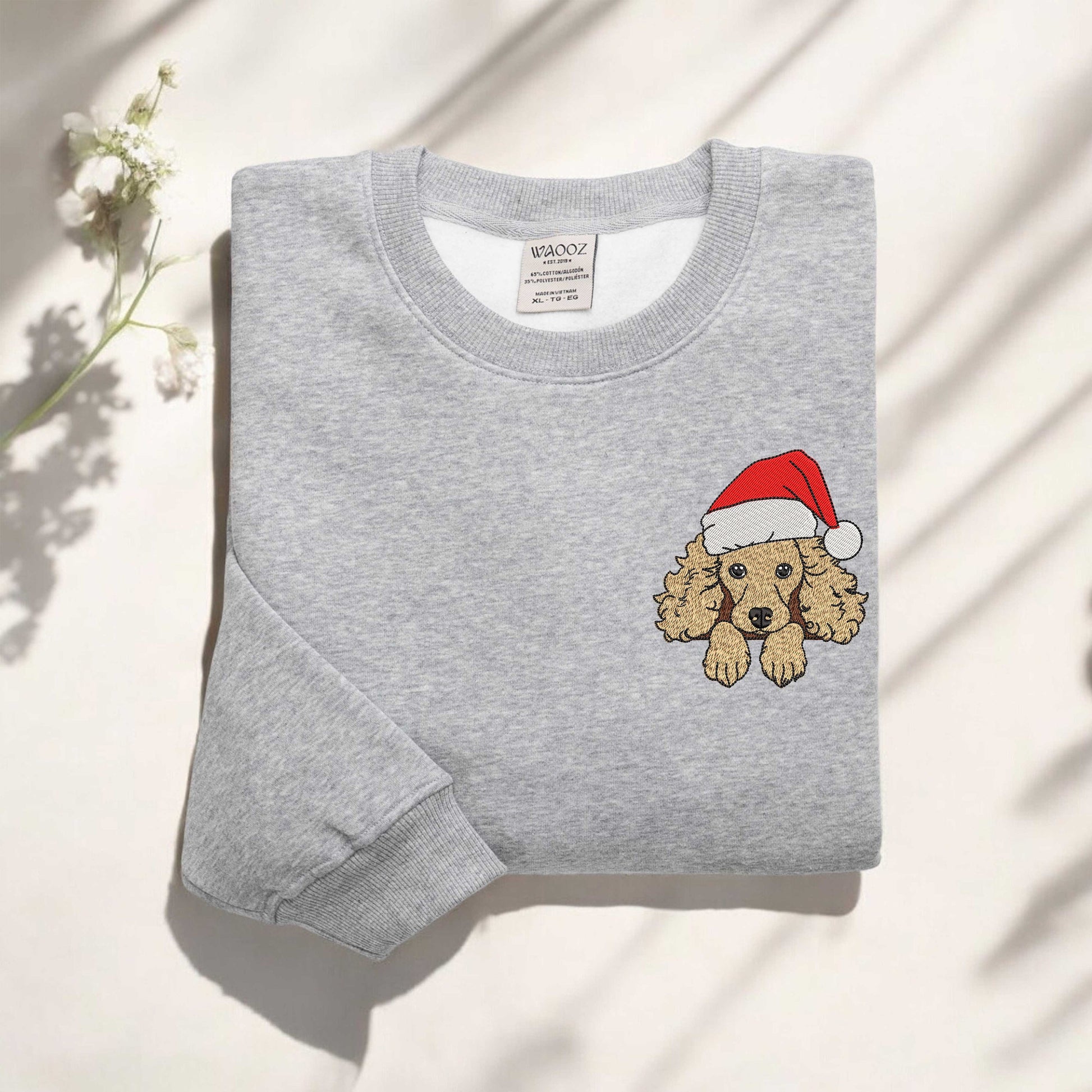 Christmas Dog Embroidered Sweatshirt Poodle Dog Sweatshirt Christmas Embroidered Sweatshirt Poodle Embroidered Sweatshirt Christmas Poodle