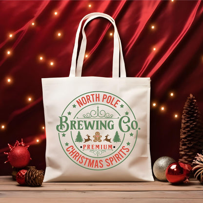 North Pole Christmas Spirit Tote Bag, Christmas Cute Tote Bag, Holiday Bag, Christmas Gift Bag, Vacation Tote Bag, Christmas Gift Tote Bag